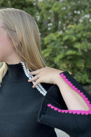 Charlie B Black Mock Neck with Zipper - The Funky Zebras Clear Lake