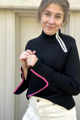 Charlie B Black Mock Neck with Zipper - The Funky Zebras Clear Lake