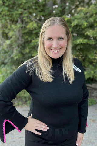 Charlie B Black Mock Neck with Zipper - The Funky Zebras Clear Lake