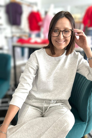 Charlie B Gray 3/4 Sleeve Scuba Top - The Funky Zebras Clear Lake