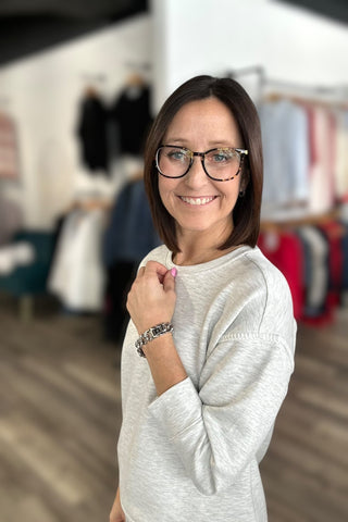 Charlie B Gray 3/4 Sleeve Scuba Top - The Funky Zebras Clear Lake