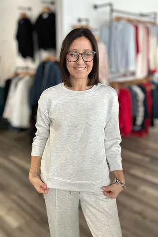 Charlie B Gray 3/4 Sleeve Scuba Top - The Funky Zebras Clear Lake