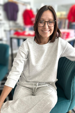 Charlie B Gray 3/4 Sleeve Scuba Top - The Funky Zebras Clear Lake