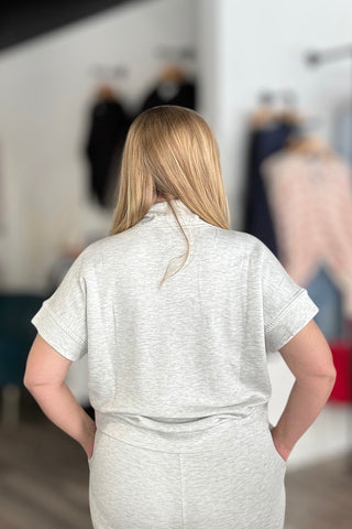 Charlie B Gray Scuba Half Zip Top - The Funky Zebras Clear Lake