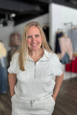Charlie B Gray Scuba Half Zip Top - The Funky Zebras Clear Lake