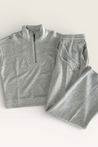 Charlie B Gray Soft Scuba Wide Leg Joggers - The Funky Zebras Clear Lake