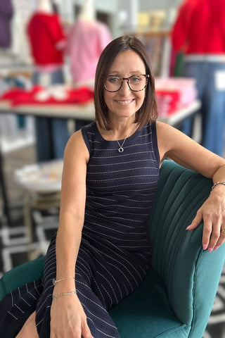 Charlie B Navy Striped Crew Sweater Dress - The Funky Zebras Clear Lake