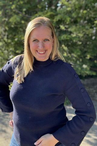 Charlie B Navy Sweater with Button Detail - The Funky Zebras Clear Lake