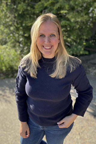 Charlie B Navy Sweater with Button Detail - The Funky Zebras Clear Lake