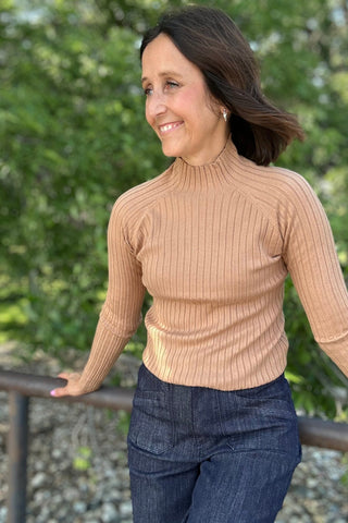 Charlie B Ribbed Mock Neck - The Funky Zebras Clear Lake