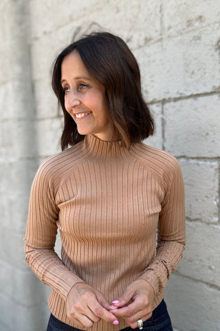 Charlie B Ribbed Mock Neck - The Funky Zebras Clear Lake