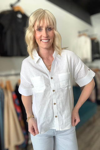Charlie B Short Sleeve White Blouse - The Funky Zebras Clear Lake