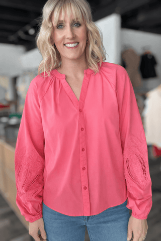 Charlie B Sorbet Raglan Sleeve Blouse - The Funky Zebras Clear Lake