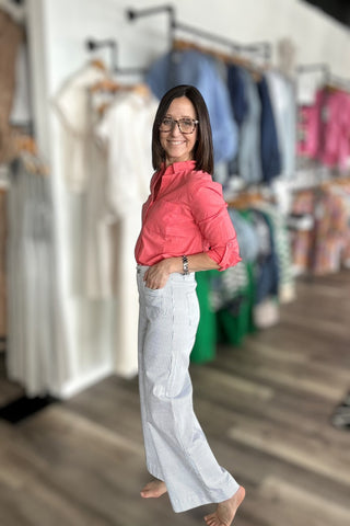 Charlie B Sorbet Rolled Sleeve Top - The Funky Zebras Clear Lake