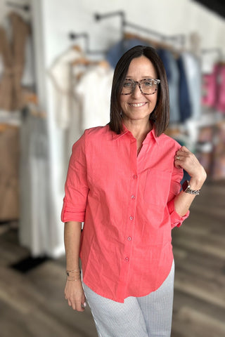 Charlie B Sorbet Rolled Sleeve Top - The Funky Zebras Clear Lake