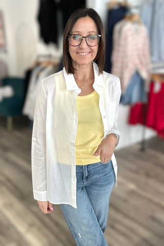 Charlie B White Rolled Sleeve Blouse - The Funky Zebras Clear Lake