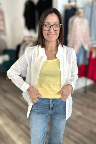 Charlie B White Rolled Sleeve Blouse - The Funky Zebras Clear Lake