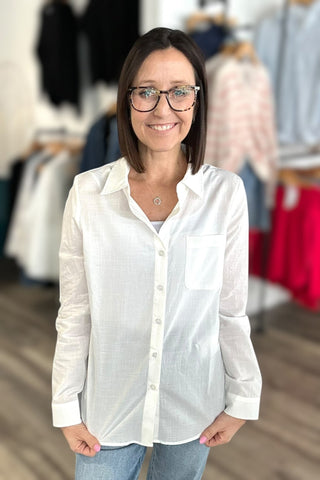 Charlie B White Rolled Sleeve Blouse - The Funky Zebras Clear Lake