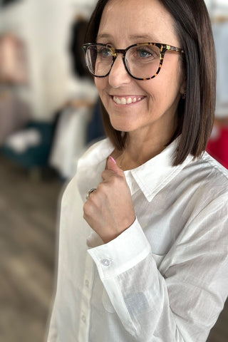 Charlie B White Rolled Sleeve Blouse - The Funky Zebras Clear Lake