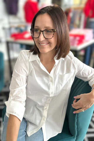 Charlie B White Rolled Sleeve Blouse - The Funky Zebras Clear Lake