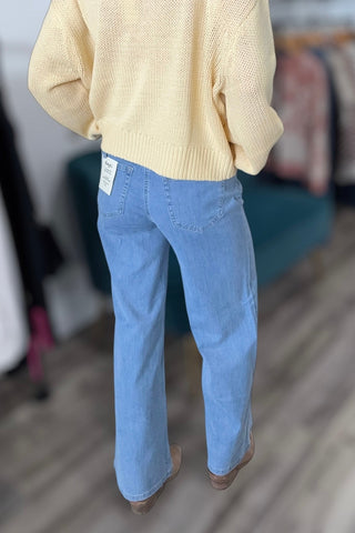 Charlie B Wide Leg Stretch Medium Wash Denim - The Funky Zebras Clear Lake