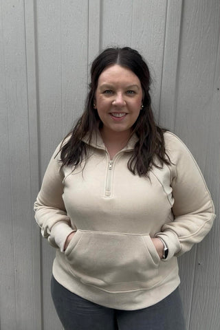 Drake Cream Half Zip Pullover - The Funky Zebras Clear Lake