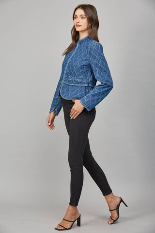 Marie ZIP-UP FRONT CLOSURE QUILTED DENIM JACKET