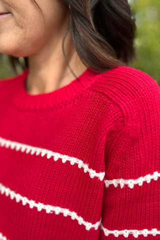 Estee Red Striped Sweater - The Funky Zebras Clear Lake