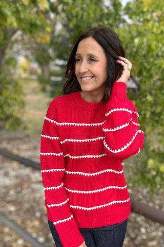 Estee Red Striped Sweater - The Funky Zebras Clear Lake
