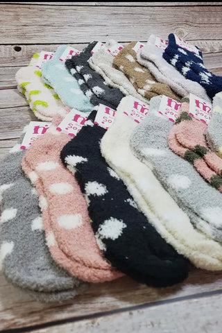 Fuzzy Polka Dot Socks - The Funky Zebras Clear Lake