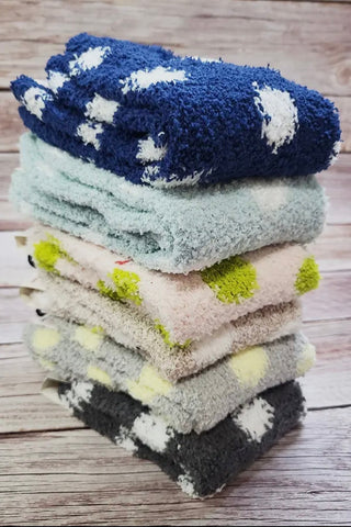 Fuzzy Polka Dot Socks - The Funky Zebras Clear Lake