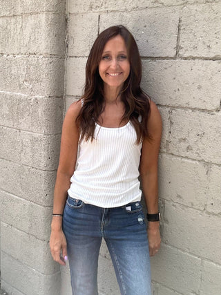 Gabbi White Tank - The Funky Zebras Clear Lake