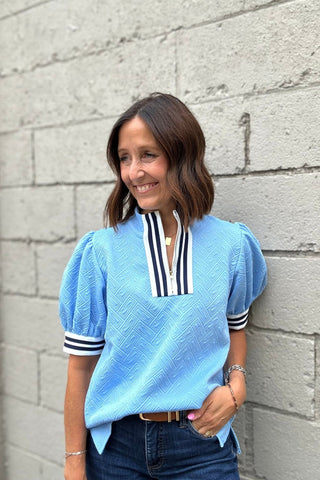 Georgia Blue Top - The Funky Zebras Clear Lake