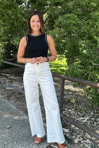 Gladys White Pants - The Funky Zebras Clear Lake