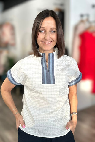 Gretchen Short Sleeve Gingham Top - The Funky Zebras Clear Lake