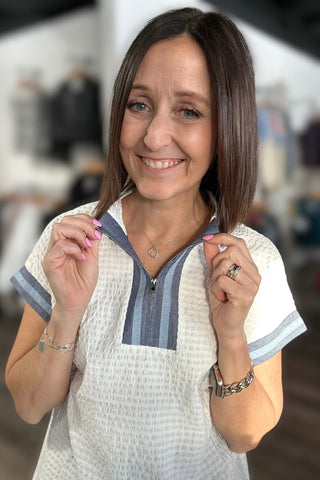 Gretchen Short Sleeve Gingham Top - The Funky Zebras Clear Lake