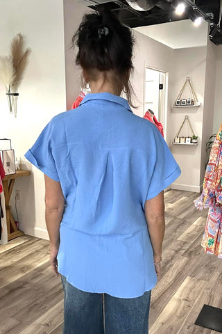 Hadley Woven Airflow Button Down Top - The Funky Zebras Clear Lake