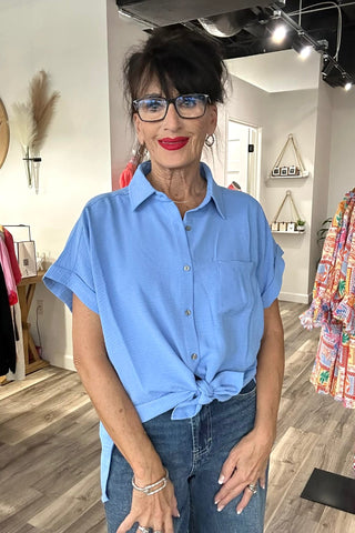 Hadley Woven Airflow Button Down Top - The Funky Zebras Clear Lake