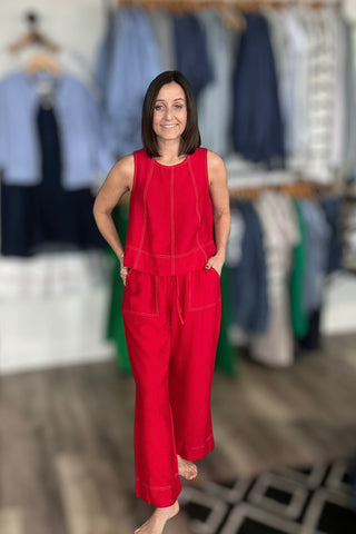 Hanna Contrast Stitch Wide Leg Pants - The Funky Zebras Clear Lake