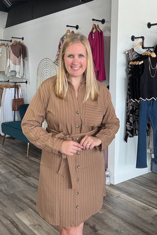 Hazel Tie Shirt Dress - The Funky Zebras Clear Lake