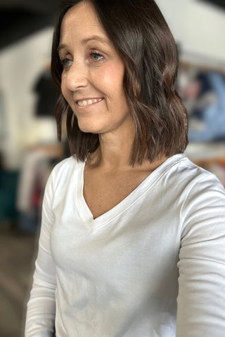 Helena Long Sleeve V Neck Tee - The Funky Zebras Clear Lake