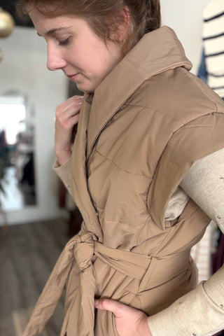 Jenni PADDED WRAP VEST WITH SHAWL COLLAR - The Funky Zebras Clear Lake