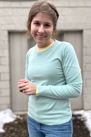 Jenni Round Neck Long Sleeve Knit Top - The Funky Zebras Clear Lake