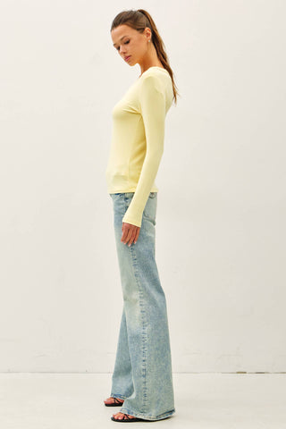 Jenni Round Neck Long Sleeve Knit Top - The Funky Zebras Clear Lake