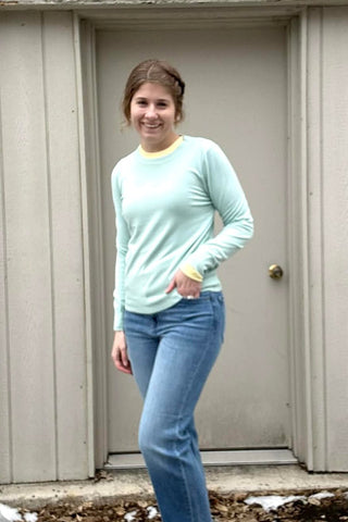 Jenni Round Neck Long Sleeve Knit Top - The Funky Zebras Clear Lake