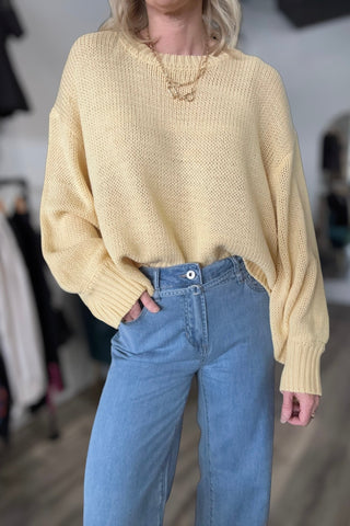 Jillian Butter Balloon Sleeve Sweater - The Funky Zebras Clear Lake