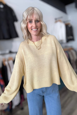 Jillian Butter Balloon Sleeve Sweater - The Funky Zebras Clear Lake