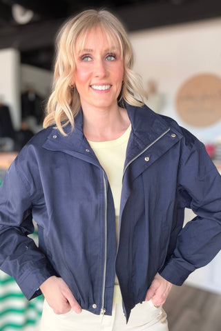 Jillian Zip Up Mock Neck Jacket - The Funky Zebras Clear Lake