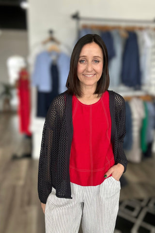 Jordyn Navy Open Knit Lightweight Cardigan - The Funky Zebras Clear Lake