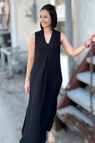 Laurel Black Sleeveless V - Neck Maxi Dress - Just Dani Boutique + Color Studio